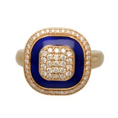 RosÃ© gouden entourage ring met Briljant en Emaille