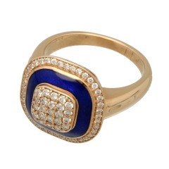 RosÃ© gouden entourage ring met Briljant en Emaille