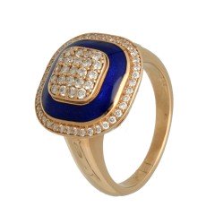 RosÃ© gouden entourage ring met Briljant en Emaille