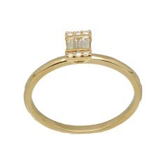 14 Krt gouden ring bezet met Baguette Diamant