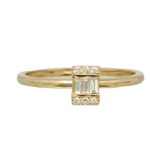 14 Krt gouden ring bezet met Baguette Diamant