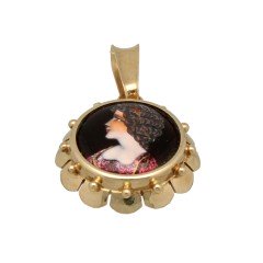 14 Krt Gouden Vintage hanger Limoges Email D'art