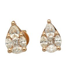 RosÃ© gouden oorbellen met Markies en Princess Diamant