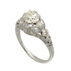 Vintage Platina ring met diamant 1.47 Ct.