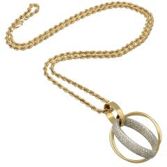 18 Krt. fantasie hanger vol briljanten .