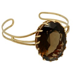 14 Krt vintage armband met grote Rooktopaas.