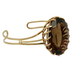 14 Krt vintage armband met grote Rooktopaas.