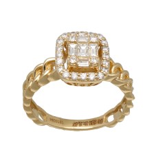 14 Krt. Geelgouden gourmet ring bezet met Briljant & Baguette