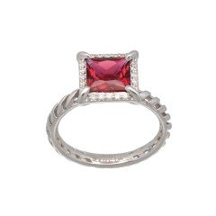 14 Krt witgouden ring met briljanten en toermalijn