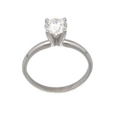 14 Krt. Witgouden Solitair ring bezet met 1.00ct Briljant 