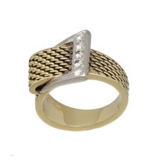 14 krt Vintage ring, gesp met briljanten