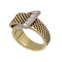 14 krt Vintage ring, gesp met briljanten