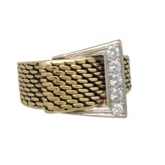 14 krt Vintage ring, gesp met briljanten