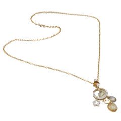 14 Krt Gouden collier met Diamant en Citrien/Topaas.