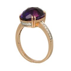 14 krt RosÃ© gouden ring met Amethist en Diamant