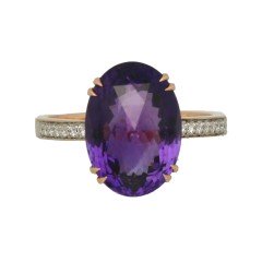 14 krt RosÃ© gouden ring met Amethist en Diamant