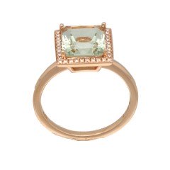 14 krt RosÃ© gouden ring met Groene Amethist en Diamant