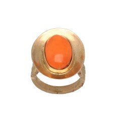 Vintage Gouden ring met Bloedkoraal 9 krt