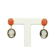 18 krt Gouden Oorhangers met Camee