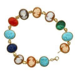 18 krt. armband gekleurde Camee, Italiaans design.