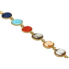 18 krt. armband gekleurde Camee, Italiaans design.