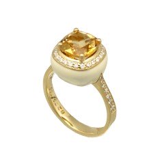 18 Krt. Gouden ring met Citrien & Briljant 