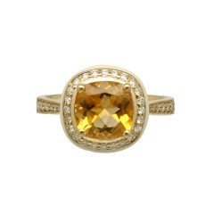 18 Krt. Gouden ring met Citrien & Briljant 