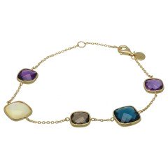 14 krt gouden armband bezet met div.edelstenen