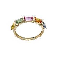 14Krt. gouden 'Rainbow' ring met saffieren