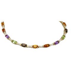 14Krt gouden 'Rainbow' armband Diverse kleurstenen