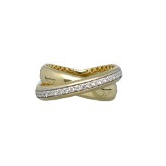 Geelgouden Cross-Over ring met Briljant 0.25 Ct