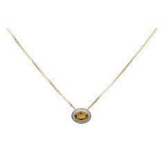 Geelgouden Collier met Diamant en Citrien