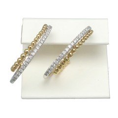 14 Krt Bi-Color Oorringen met Briljant 0.46 Ct