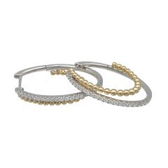 14 Krt Bi-Color Oorringen met Briljant 0.46 Ct