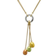 18K. Faberge  Y Collier emaille bezet met Briljant  