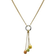 18K. Faberge  Y Collier emaille bezet met Briljant  