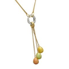 18K. Faberge  Y Collier emaille bezet met Briljant  
