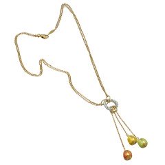 18K. Faberge  Y Collier emaille bezet met Briljant  