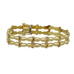 Gouden fantasie armband met open schakels, 14 Krt.