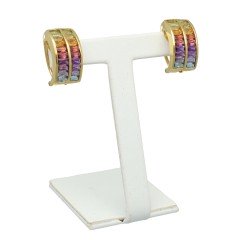 18 krt Geelgouden Rainbow Oorbellen met kleurstenen.