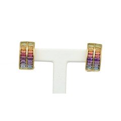 18 krt Geelgouden Rainbow Oorbellen met kleurstenen.