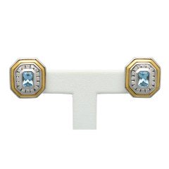 18 Krt Oorbellen met Aquamarijn - Briljant