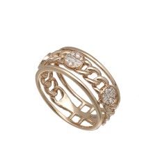 14 krt. ring met Briljant en Baguette Diamant.