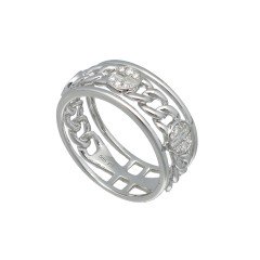 Witgouden ring met Briljant en Baguette Diamant