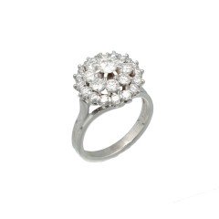 18 Krt vintage Rozet ring met Briljant  1.80Ct
