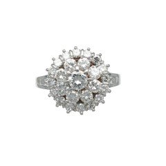 18 Krt vintage Rozet ring met Briljant  1.80Ct