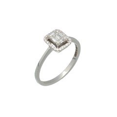 14 Krt. Ring met Baguette Diamant.