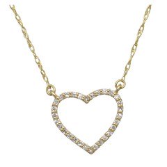 14 Krt. collier met briljanten in hartje.