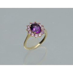 14 Krt Geelgouden ring met Amethist