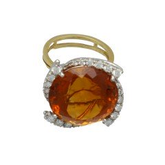 18 Krt Gouden Ring met Briljant en Citrien